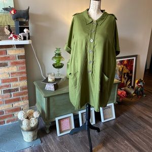 PLUS NWT ModCloth Sz 3X Army Green Shirt Dress
